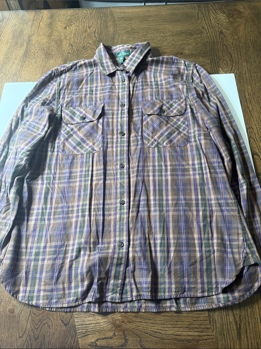 Vintage Lauren Ralph Lauren Plaid Tartan Brown Long Sleeve Shirt Women’s Size XL